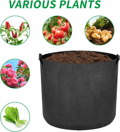 5-Pack Grow Bags, Fabric Plant Pots with Handles, Fabric Planters Grow Bags, Vegetable/Flower/Plant Grow Bags(5, 3 Gallon)