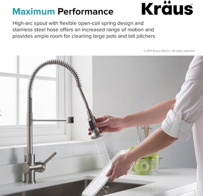 Britt Commercial Style Spot Free Stainless Steel Pre-Rinse Kitchen Faucet with Deck Plate, KPF-1690SFS